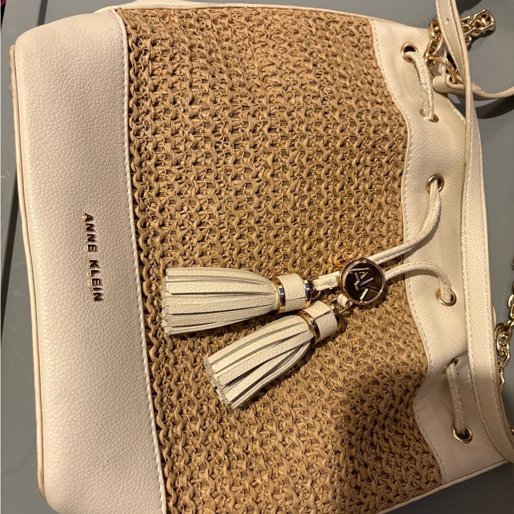 Anne Klein Cream and Brown Shoulder Bag